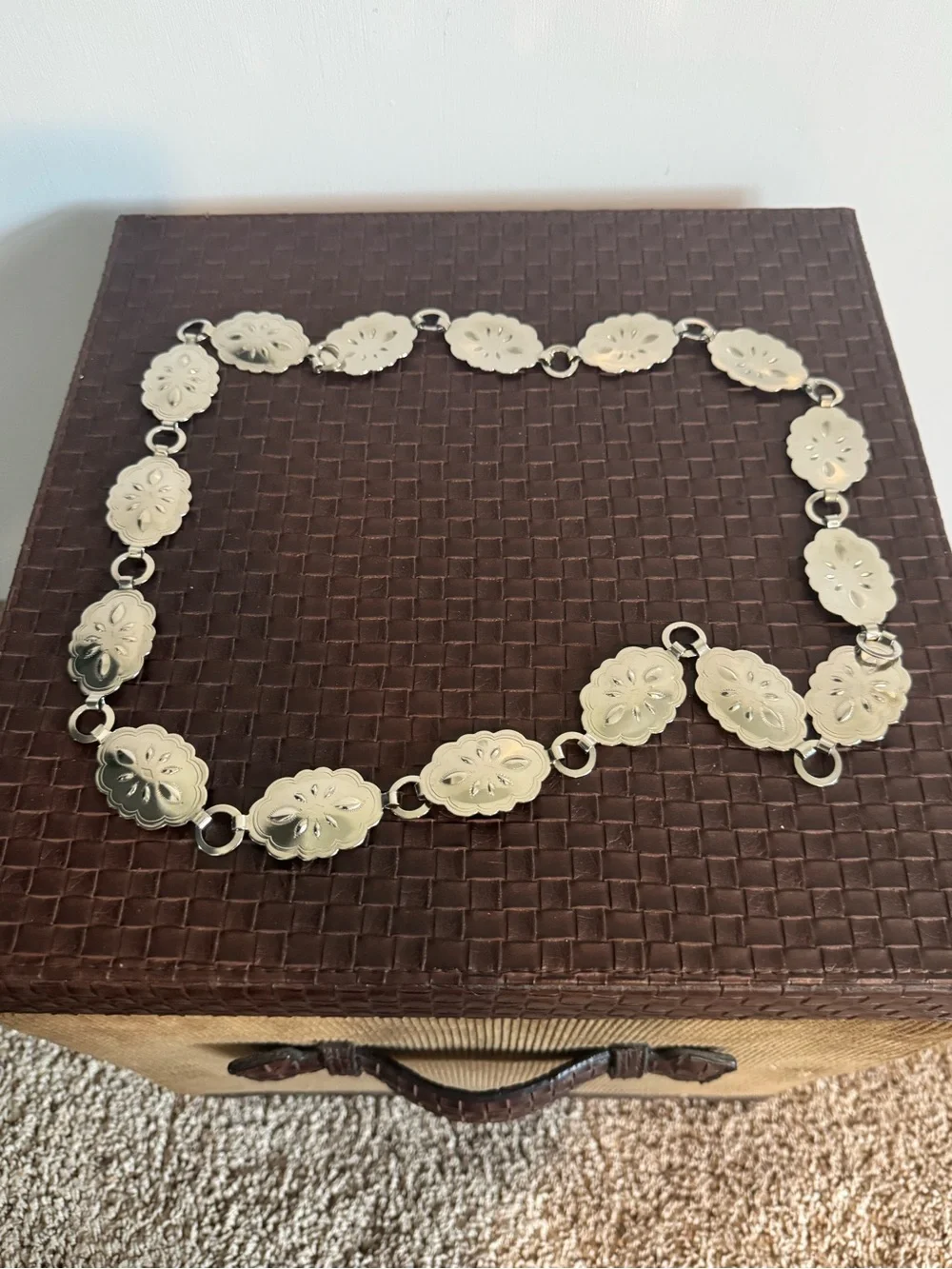 Silver Chain Belt Floral Link